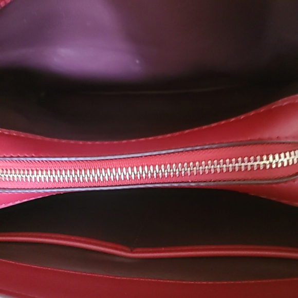COACH Brooklyn 28 in Pebbled Leather Crossbody bag  (Cherry Red) & Wallet - Picture 5 of 16
